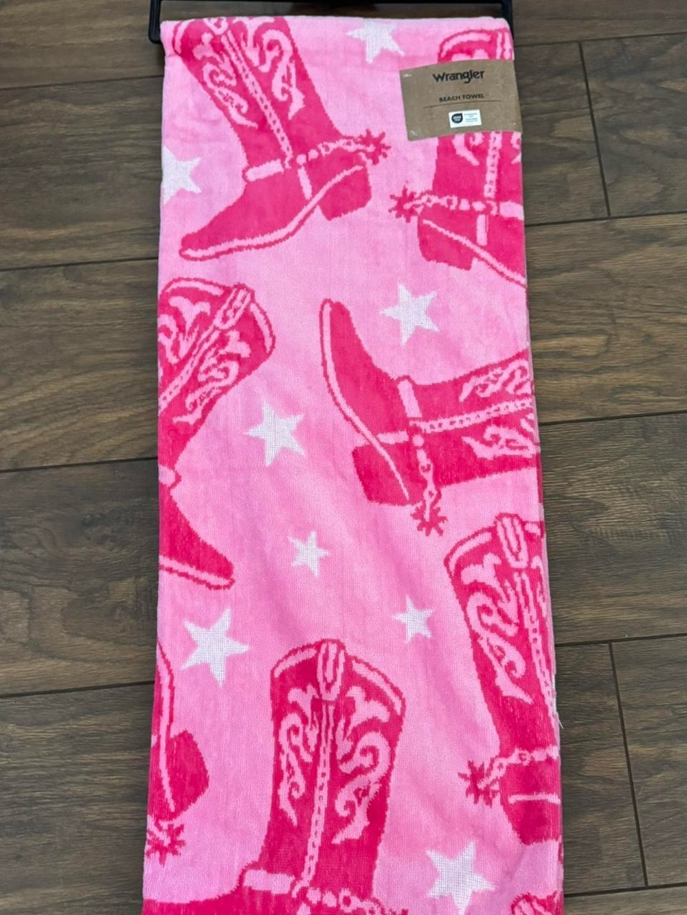 NWT! Wrangler Pink Cowboy Boot Beach Towel